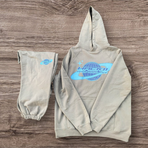 "Hack Planet" Camel Hoodie & Sweat Pants Fleece Set