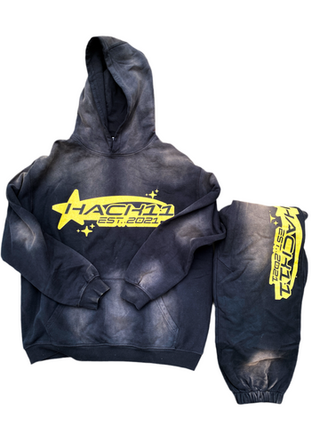 “Galaxy” Yellow/Black Hoodie & Sweatpants Set