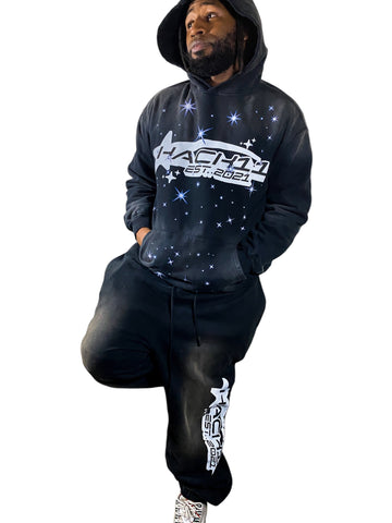 “Galaxy” White/Black Hoodie & Sweatpants Set