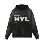 "HYL" Smoky Black Washed Hoodie